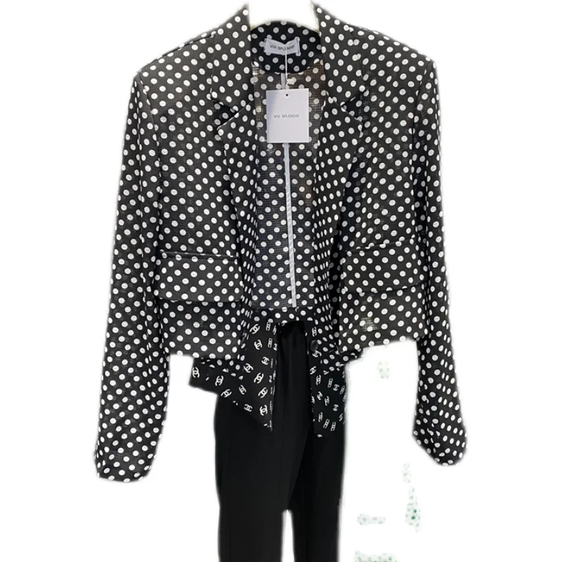 

2021 Summer Women's Fashion New Korean Polka Dot V-neck Long Sleeve Irregular Thin Sun Protection Coat Fashion