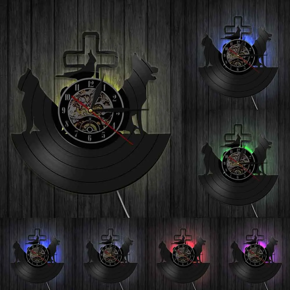 Виниловые настенные часы для собак и кошек ветеринарная клиника виниловая