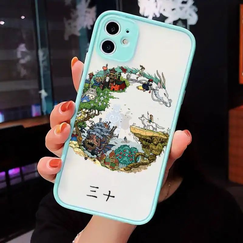 

Totoro Spirited Away Ghibli Miyazaki Cartoon Phone Cases matte transparent For iphone 7 8 11 12 plus mini x xs xr pro max cover