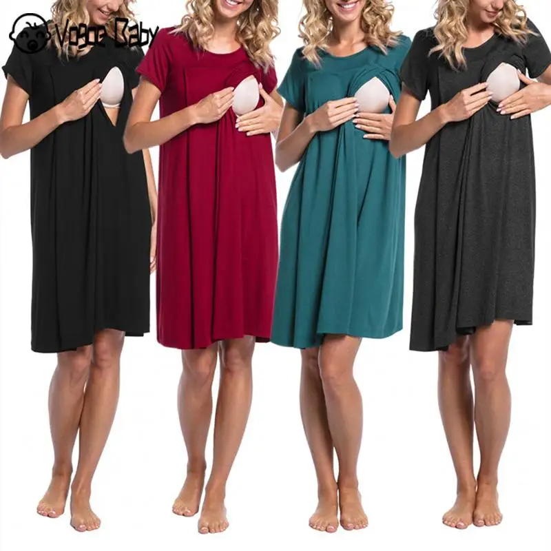 Летнее платье для грудного вскармливания Одежда беременных пижамы короткий
