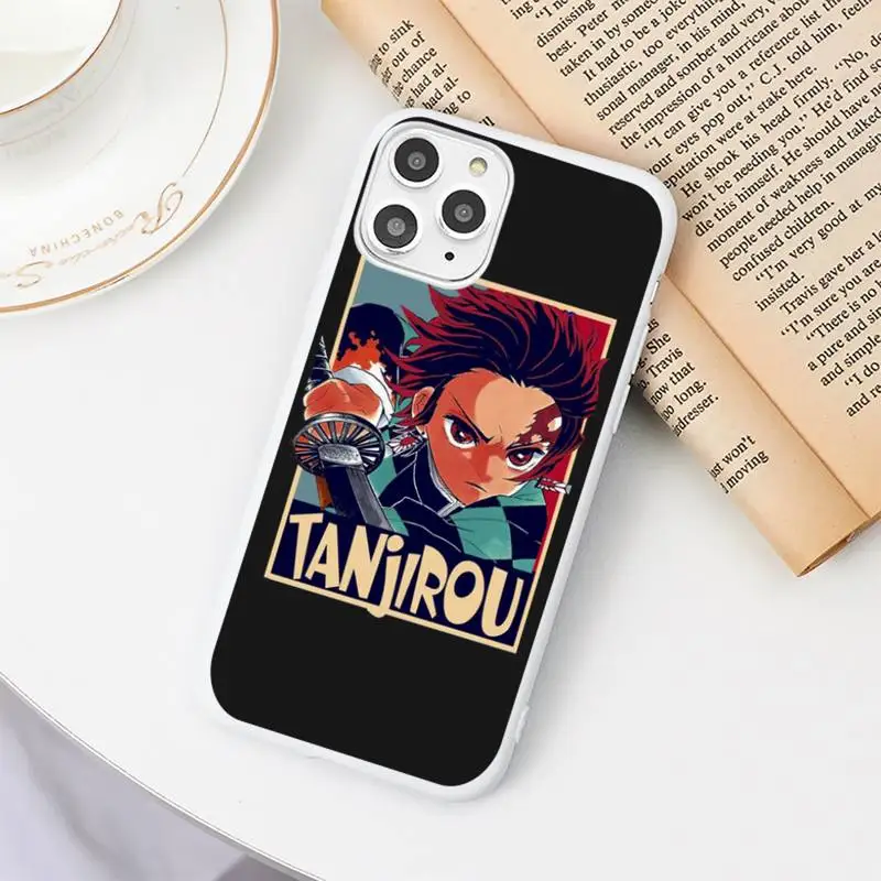 

Anime Demon Slayer Kimetsu no Yaiba Phone Case Candy Color White for iPhone 11 pro XS MAX 8 7 6 6S Plus X 5S SE 2020 XR