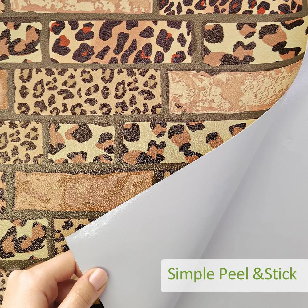 

Faux Leather Self-Adhesive Wallpaper Leopard Print Pattern Paper Waterproof Sticker Wall Decor Flooring