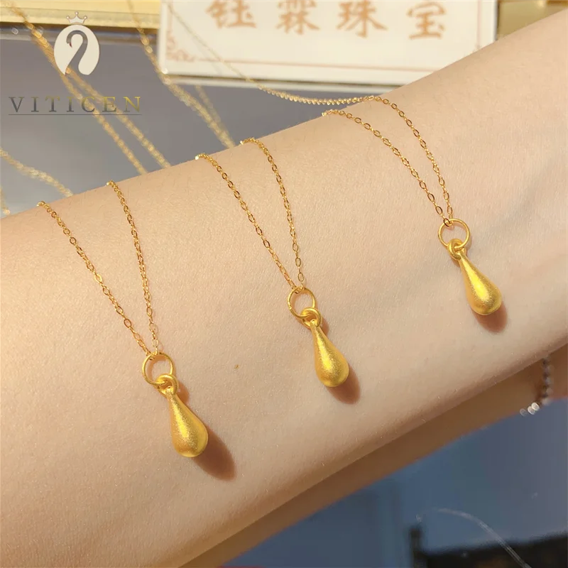

VITICEN 999 Gold Jewelry 24k Gold Drop Shape Pendant 18k Gold Clavicle Necklace Au750 Ladies New Fashion Necklace Fine Jewelry