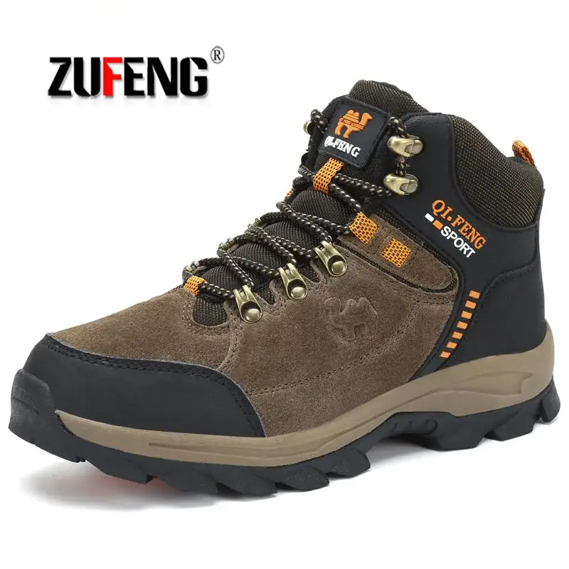 

Новые высококачественные мужские треккинговые ботинки из натуральной кожи, зимние брендовые уличные треккинговые ботинки для альпинизма, ...