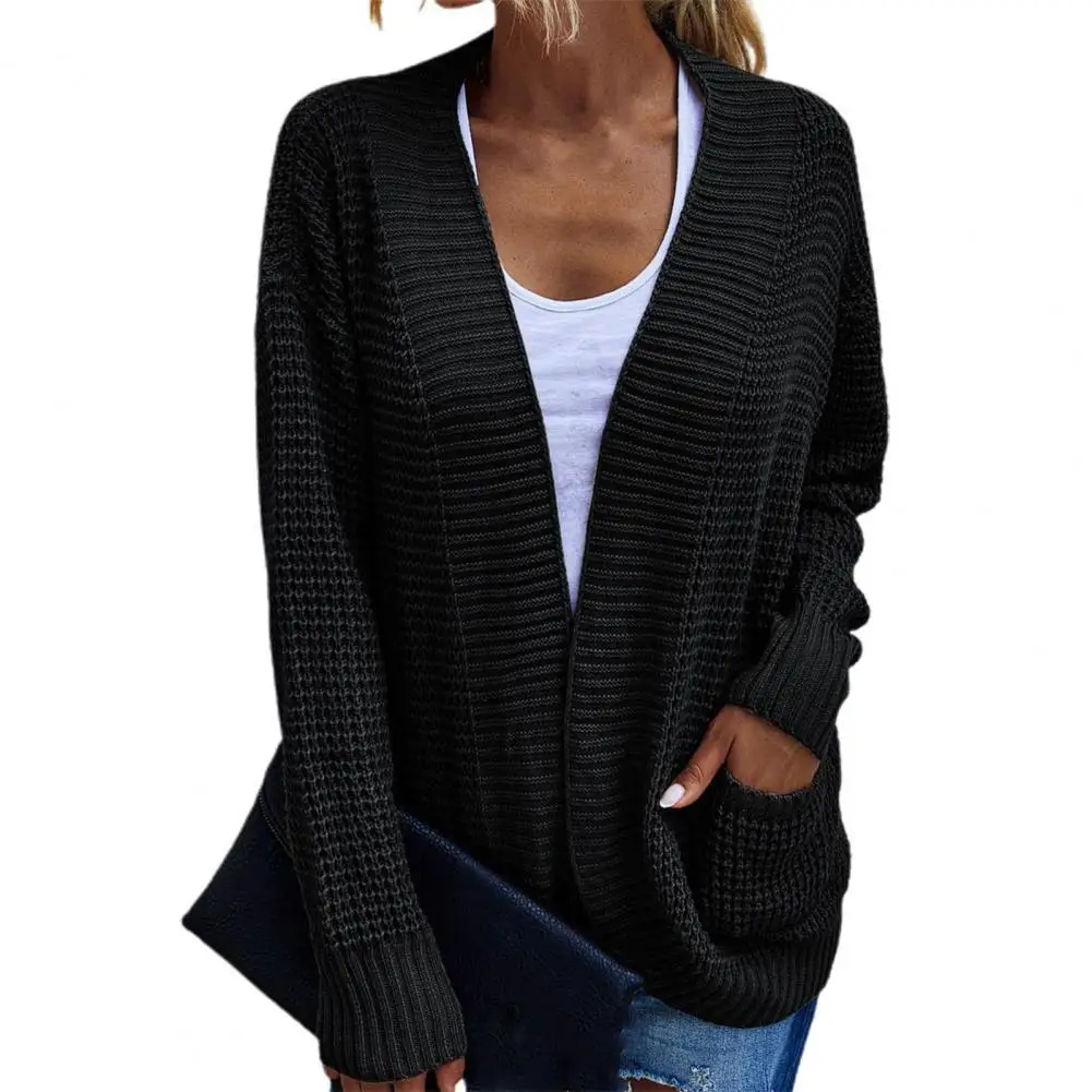 

Вязаный кардиган, женские топы, осенне-зимний женский свитер с длинными рукавами и карманами, женская верхняя одежда, повседневная женская ...