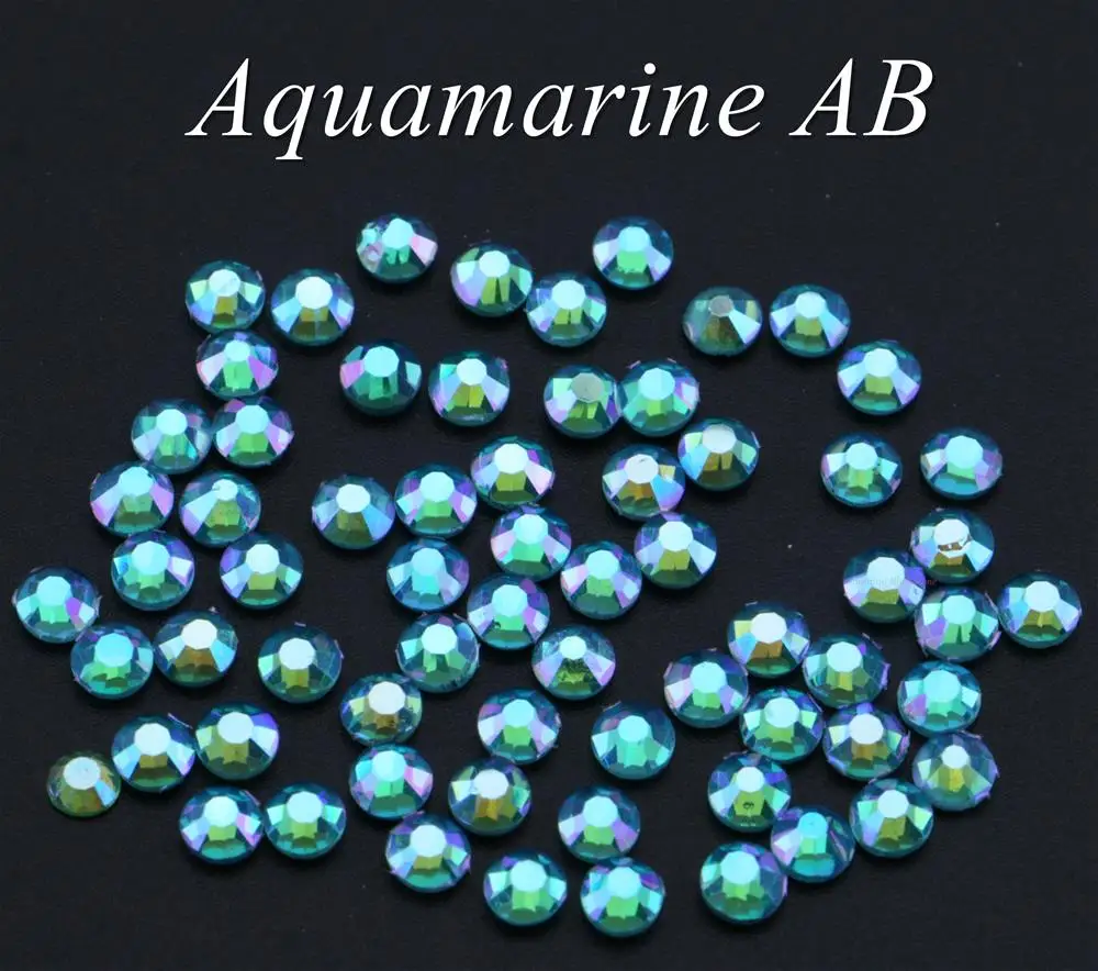 Aquamarine AB 42 цвета на выбор! SS6 SS10 SS16 SS20 SS30 смешанные размеры DMC качественные стеклянные кристаллы горячей фиксации Стразы железные Стразы с бриллиантами - Цвет: Aquamarine AB