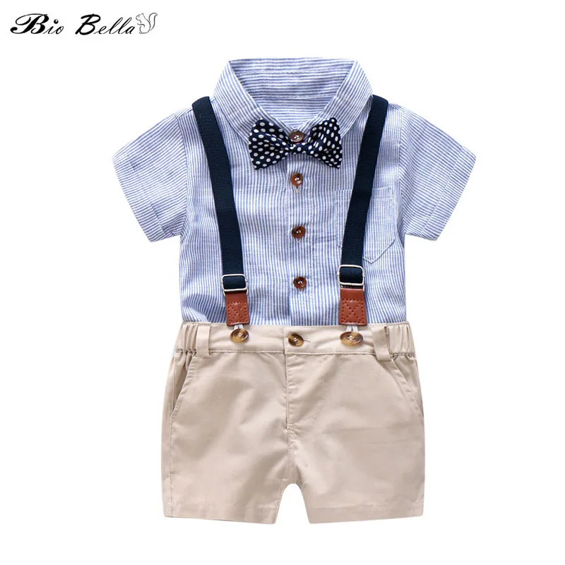 Baby Newborn Boy Summer Clothes Set Party Birthday 0-24M Kids Boys Clothing Bodysuit+Belt Pants+Tie 3Pcs Suit |
