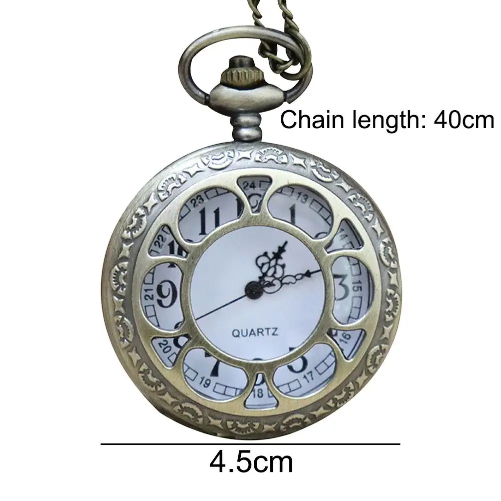 

Unisex Hollow Flower Round Dial Arabic Roman Numerals Chain Quartz Pocket Watch