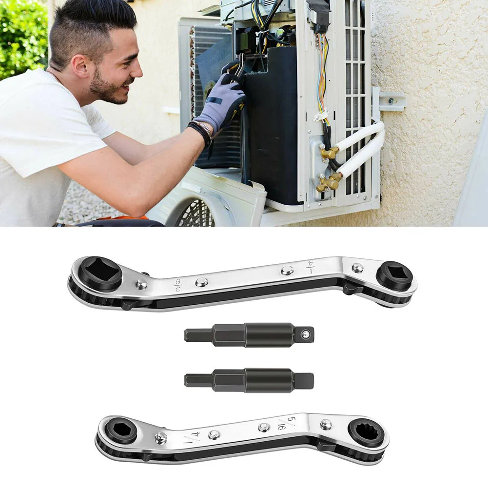 

4pcs Refrigeration Hvac Service Wrench Set With Hex Adapter 3/8in To 1/4in 5/16in X 1/4in For WADEO Refrigeration Repair