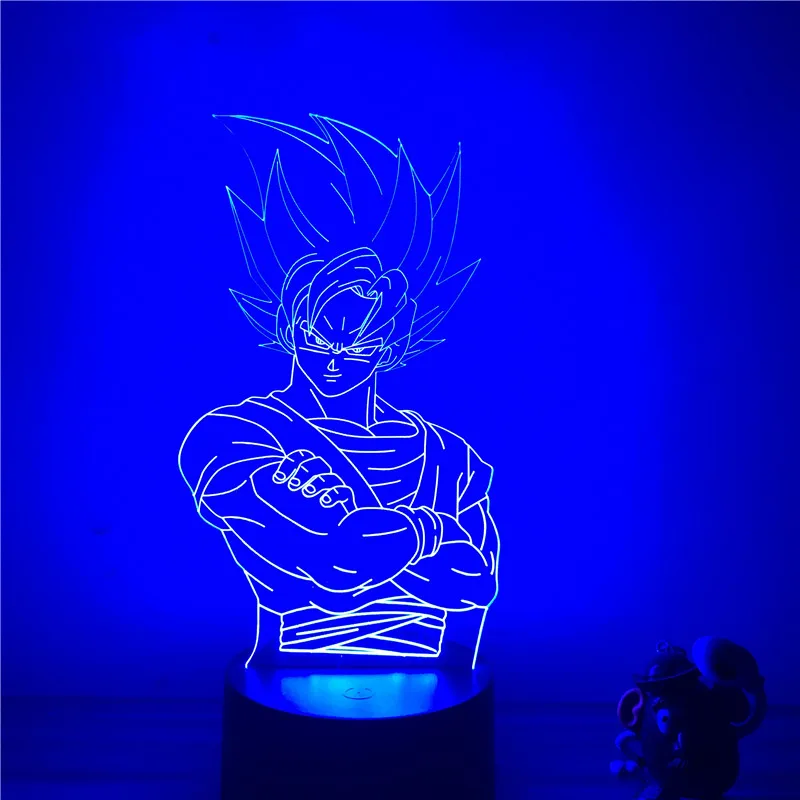 Dragon Ball Z Вегета ГОКу супер сайян, «Жемчуг дракона 3D светодиодный Ночной светильник 7 цветов сенсорный оптический Иллюзия фигурку настольная лампа украшения
