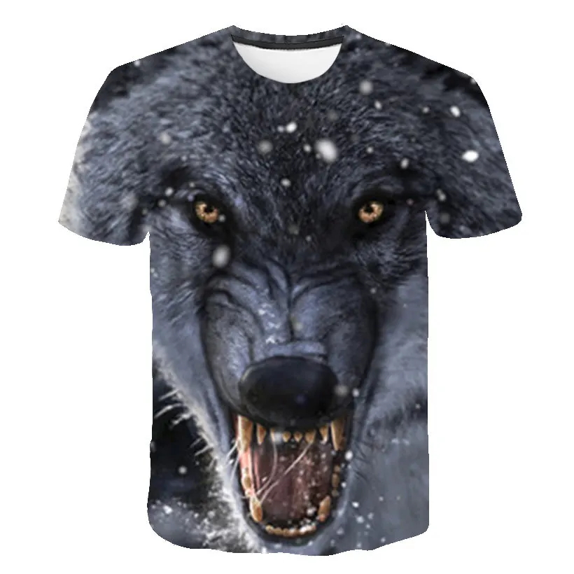 

Wolf Printed T shirt For Men Summer Male Short Sleeve Fashion O Collar Street 3D T Shirt Casual Sports Tops S-5XL 2021 Spring