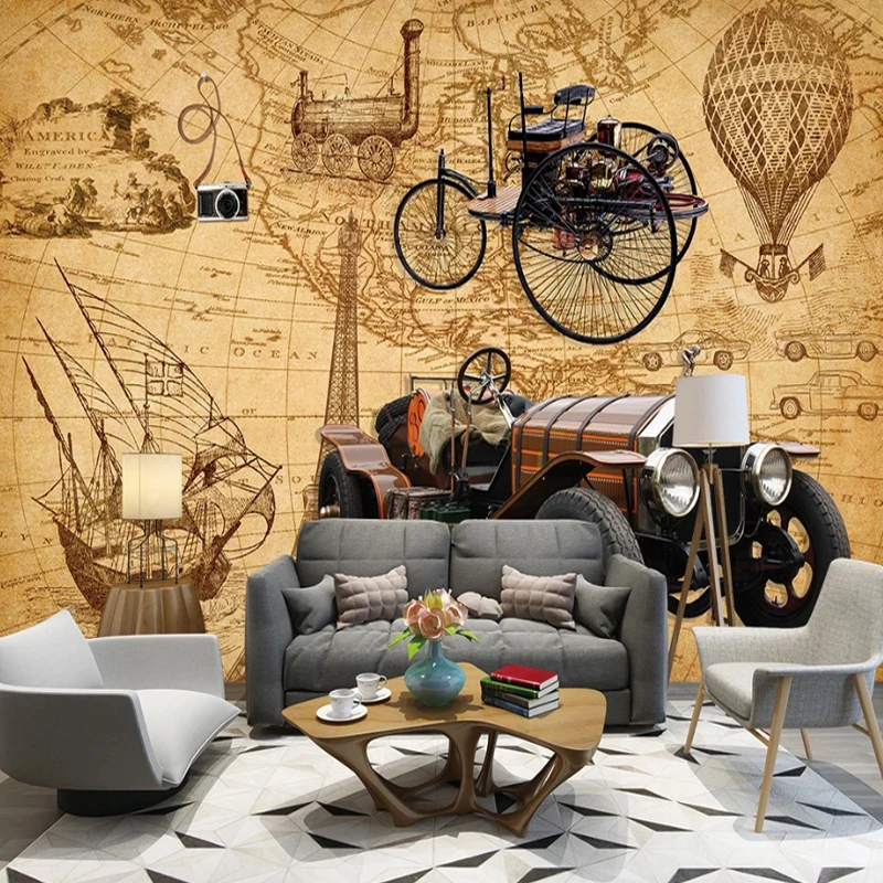 

Custom Any Size 3D Mural Wallpaper Vintage Metallic Style Car Photo Wall Painting Living Room TV Background Luxury Home Decor
