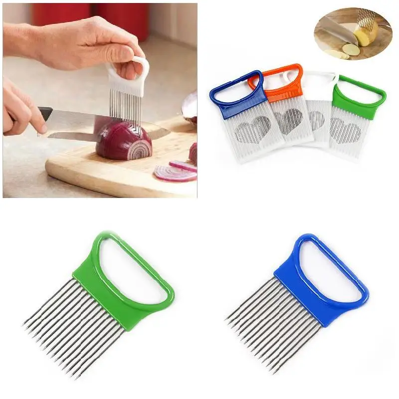Нож для резки томатного лука направляющий держатель помощи фруктов вилка из