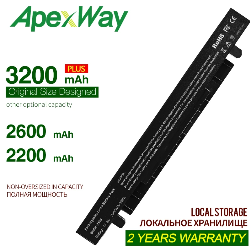 Apexway A41 X550 X550A A450 X550L A550 F550 F552 X450 X550CA X550C K550 P450 P550 R409|Аккумуляторы для ноутбуков| |