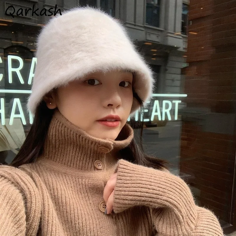 

Панама женская кавайная купольная простая зимняя шапка Ulzzang универсальная элегантная уличная одежда в стиле преппи в стиле Харадзюку Милая...