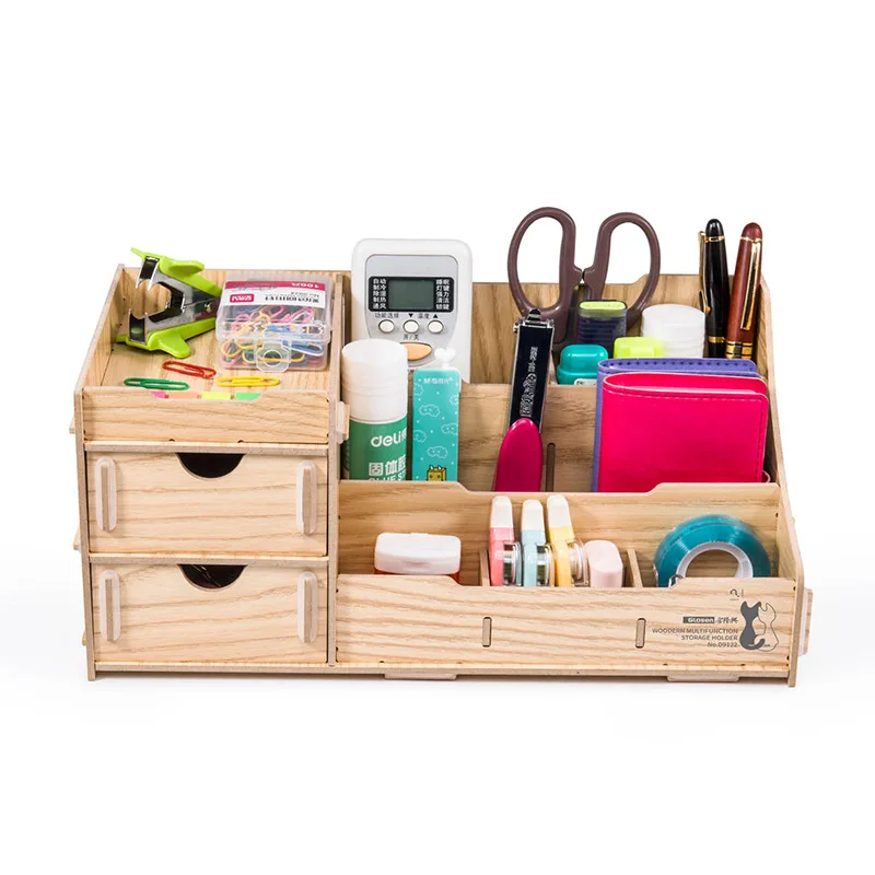 

D2069 desktop finishing storage rack file box file bar three-layer wooden file rack
