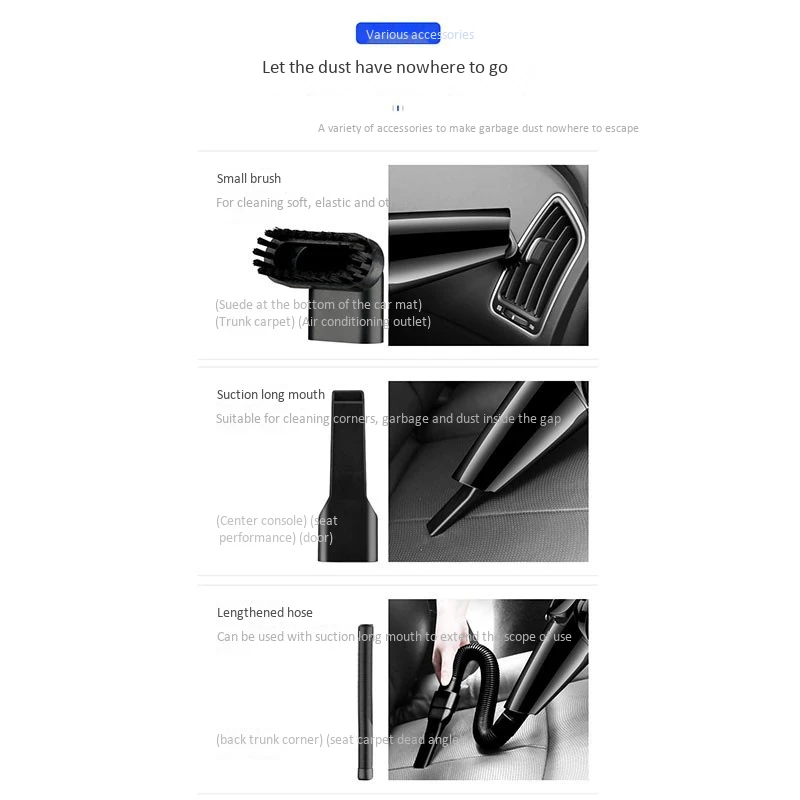 

Handheld Vacuum Cleaner Wireless Strong Suction Rechargeable Portable Wet Dry Auto Vacuum Cleaner for Car Home