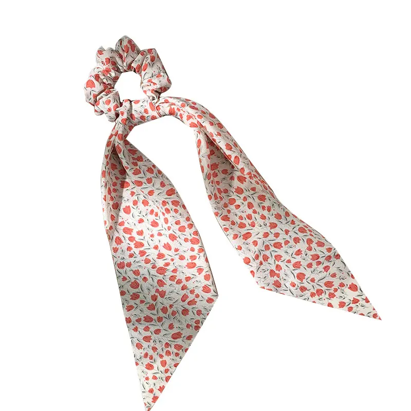 

Long Ribbon Scrunchies Floral Print Hair Ties Women Girls Sweet Headwear Ponytail Hair Scarf Hair Rope 2021