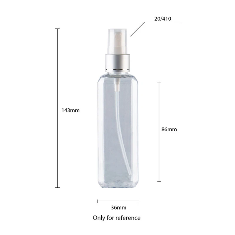 Пустые черные квадратные бутылки с тонким распылителем 100 мл X 50 контейнер для