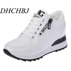 Новинка 2019 года; Сезон осень; Черные и белые повседневные туфли на скрытой танкетке; Весенние женские ботинки на высоком каблуке; Женские кроссовки на каблуке 6 см