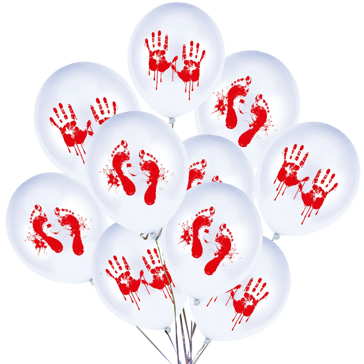 

Halloween balloon 12 inch thick latex balloon Halloween blood fingerprints blood footprints horror party decoration.