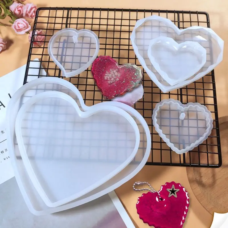 1 шт./1 Набор эпоксидная форма из смолы с кристаллами Love Heart Coaster литая силиконовая