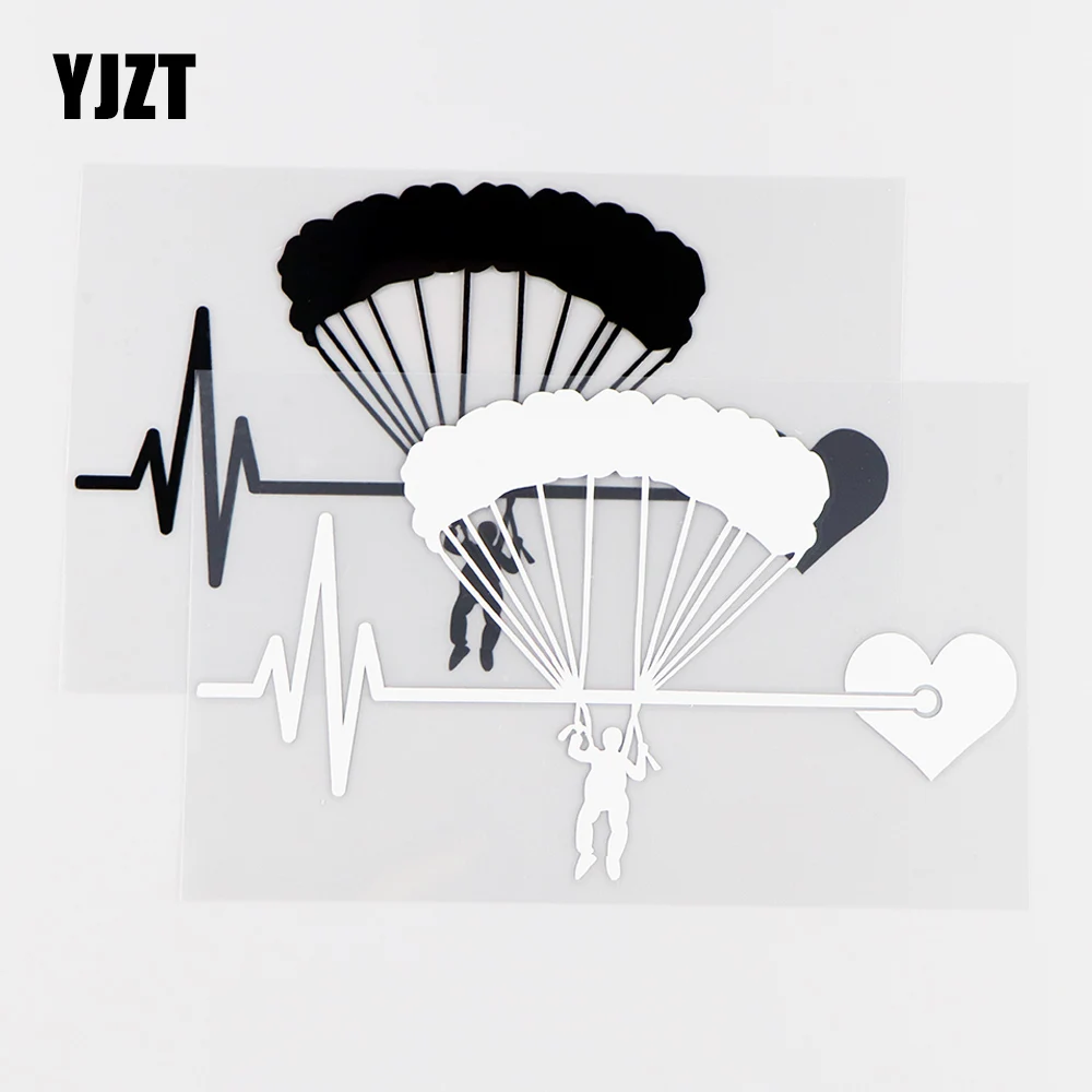 YJZT16.6X10CM паралидирующая наклейка на автомобиль с изображением сердцебиения, персонализирующая наклейка, виниловые наклейки Falllschirm, черный/серебристый, 10A-0139