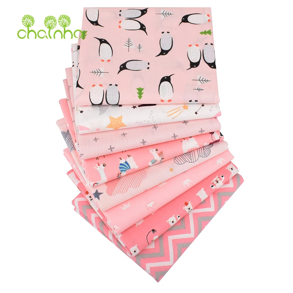 Chainho 8 шт./лот серия Pink Penguin & Bear саржевая хлопчатобумажная ткань с принтом