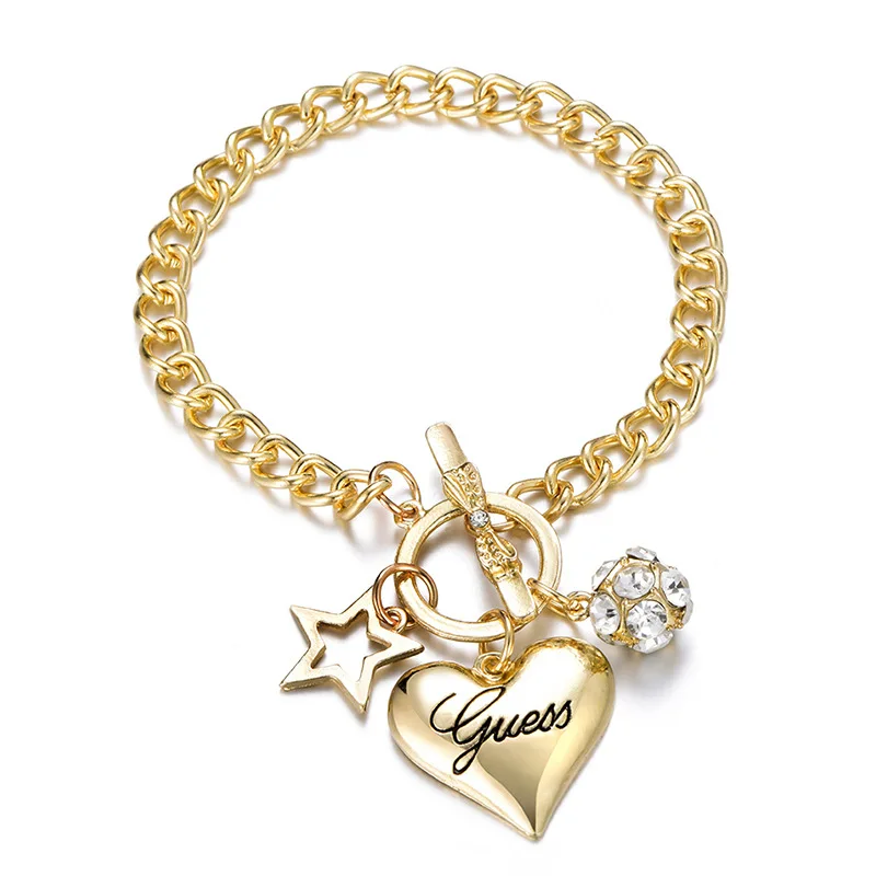 Очаровательные браслеты в виде большого сердца для женщин золотого и