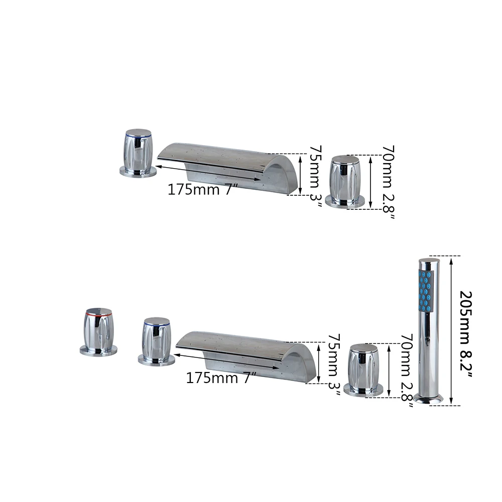Смеситель для ванны с 3 ручками хромированный полированный 5 шт. смеситель