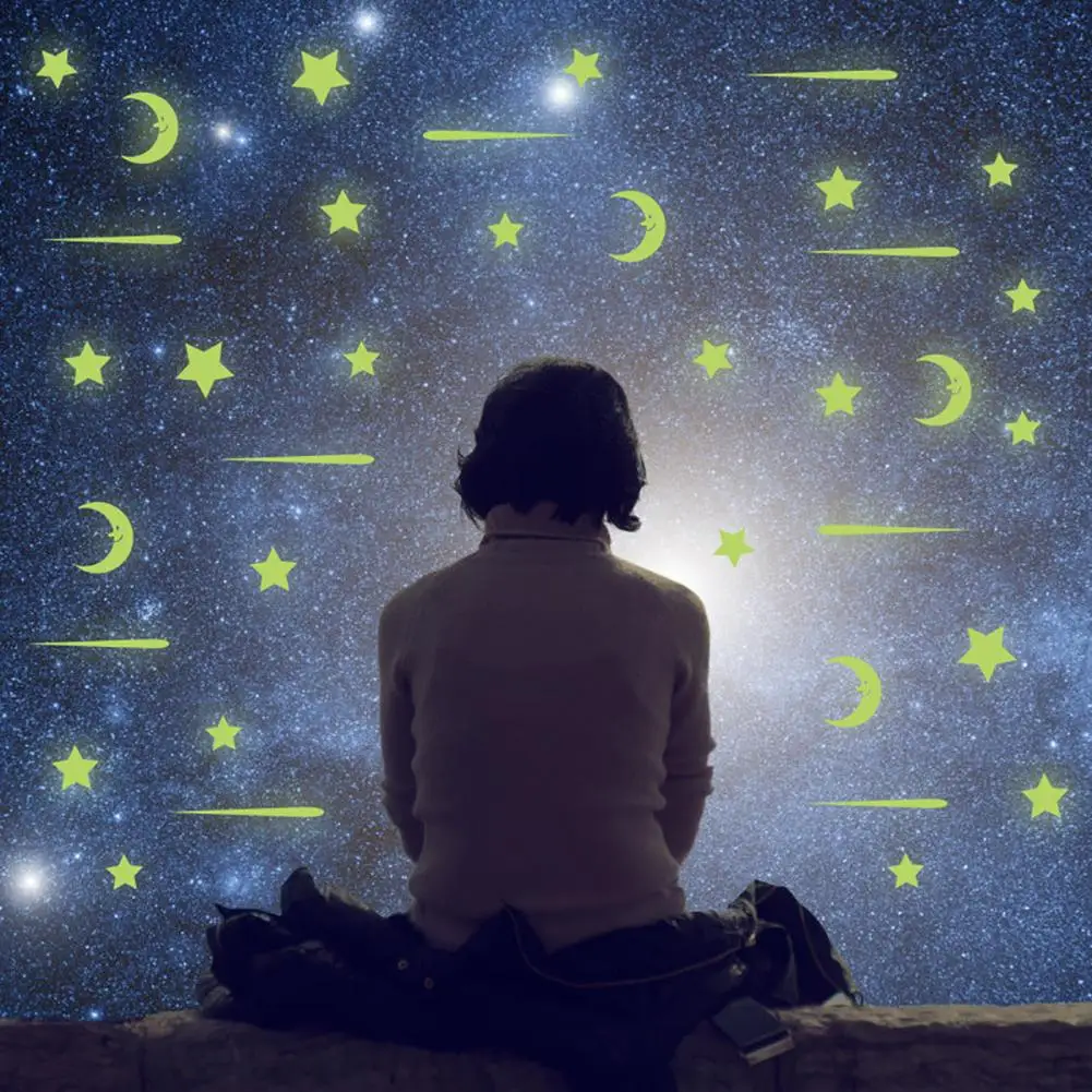 Персонализированная Настенная Наклейка с Луной и звездой 16 шт./компл.