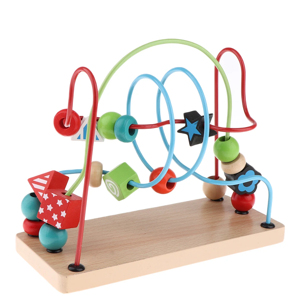 

Baby Wooden Toy Around Beads Wire Maze Educational Toys Beaded Game