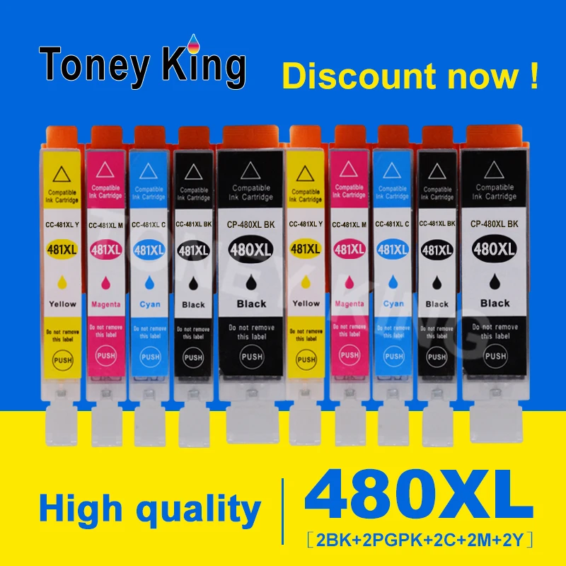 

Toney King Compatible PGI480 CLI481 480 481 XL Full Ink Cartridge For Canon TS6140 TS6240 TS6340 TR7540 TR8540 TS704 TS9540