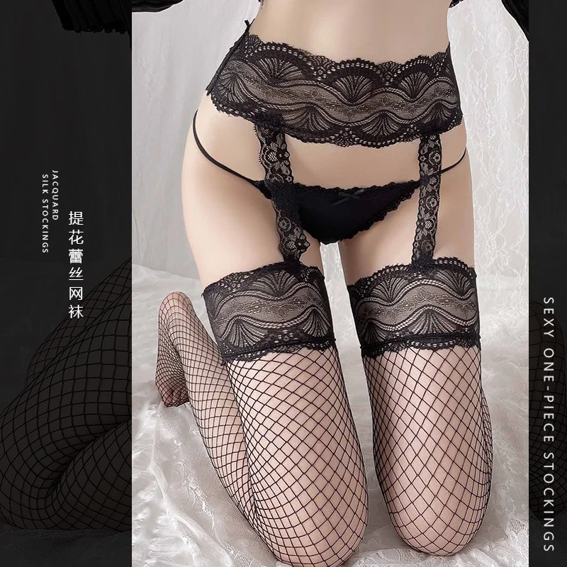 

Guiruo interesting underwear sexy fishing net open file non take off Garter accessories high tube socks women's bedding