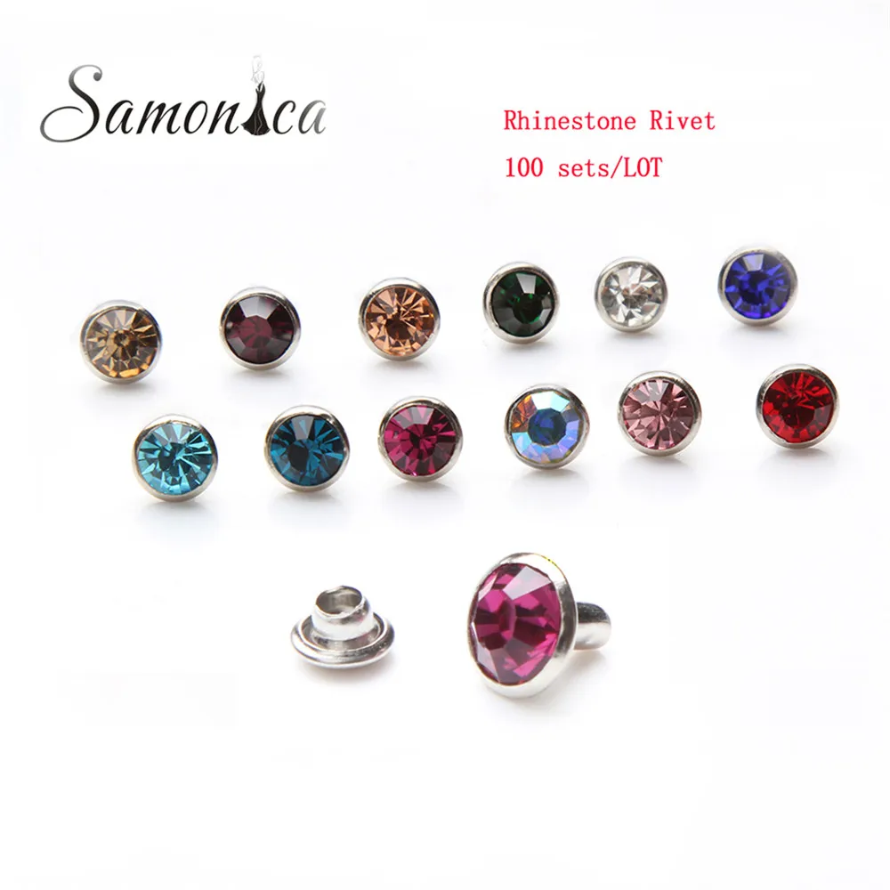 Заказ на заказ 1400 набор 8 мм Кристальные Стразы металлические заклепки Шпильки