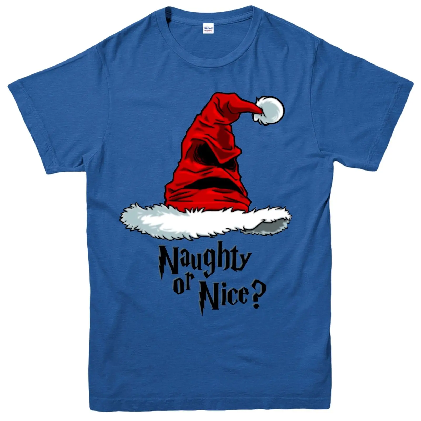 

Naughty or Nice Christmas T-Shirt, Sorting Hat Harry Festive Adult Tee Top