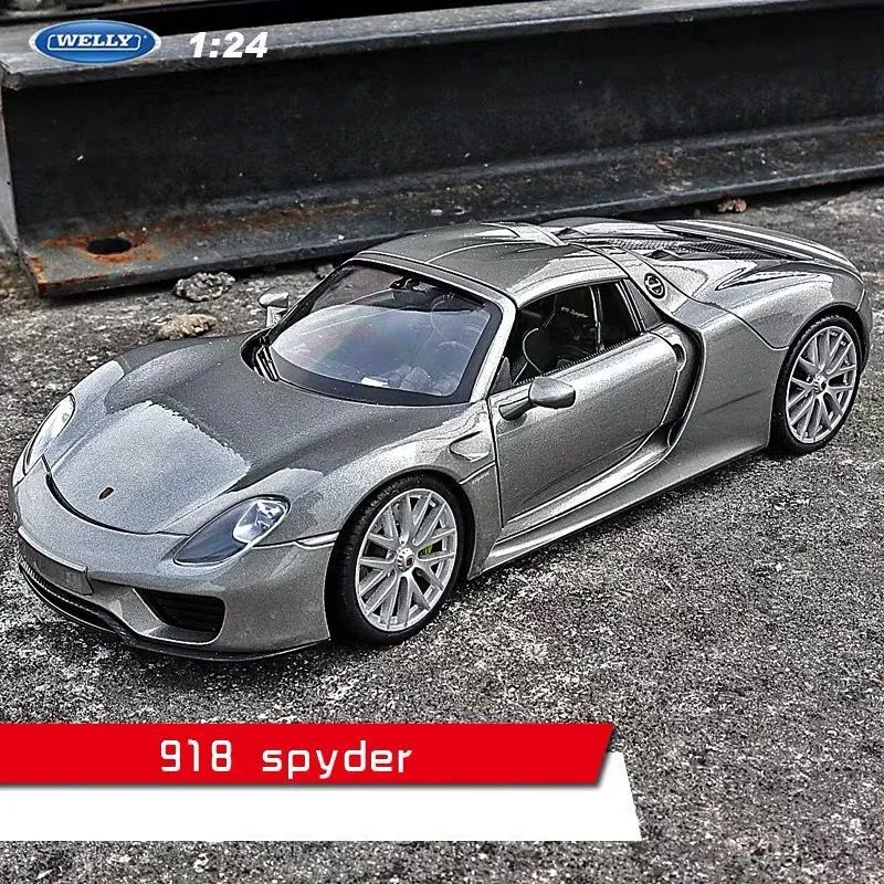 918 Spyder Welly 1:24 Porsche 918 модель автомобиля из сплава Модель автомобиля украшение автомобиля коллекция Подарочная игрушка Литье под давлением модель игрушка для мальчиков - Цвет: 918 Spyder