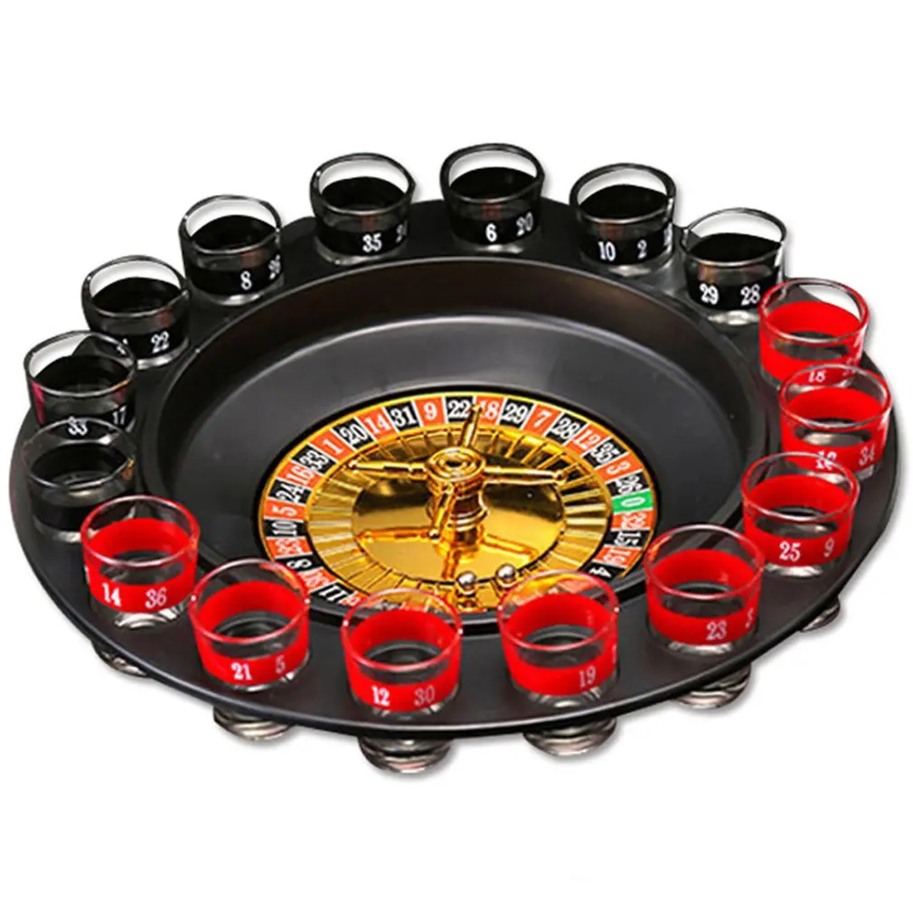 

16 Shot Glass Deluxe Russian Spinning Roulette Poker Chips Drinking Game Set Party Supplies Wine Games for Adult Drinken Game