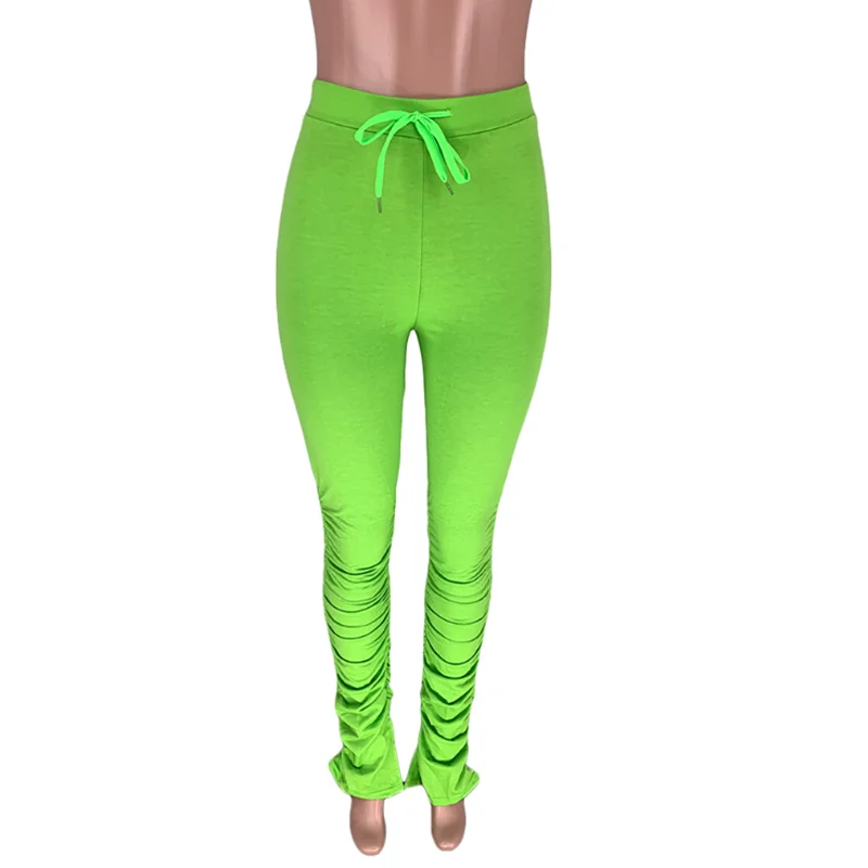 

2020 New Design Women Stacked Leggings Solid Flared Pants Plus Size Trousers For Women