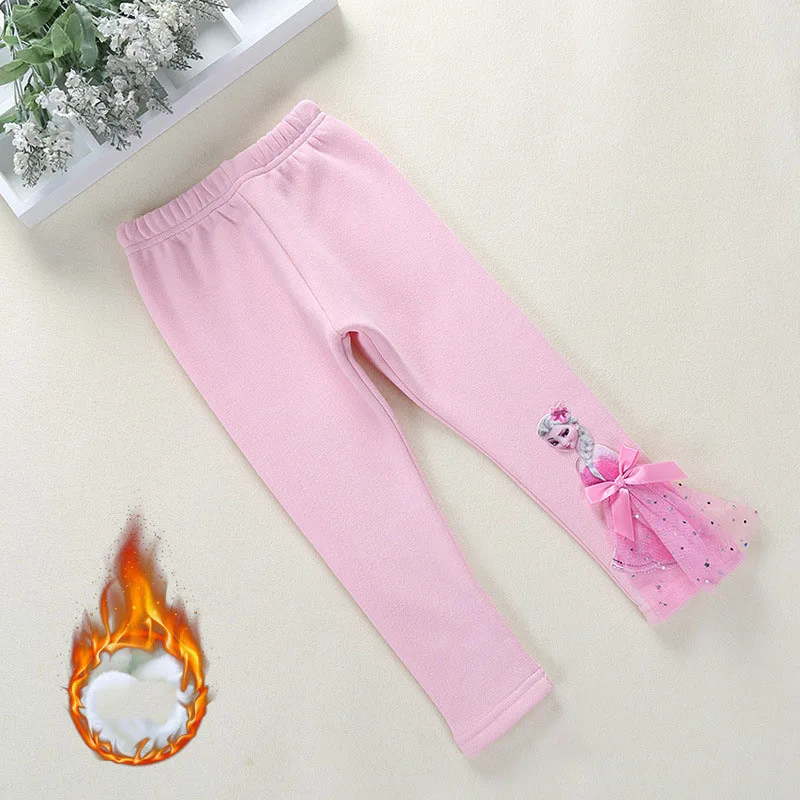 K30042-6 Jargazol/флисовые зимние ледяные гетры для девочек, кружевные, с аппликацией Эльзы, с вышивкой, Осенние милые плотные штаны для подростков детские брюки - Цвет: K30042-6