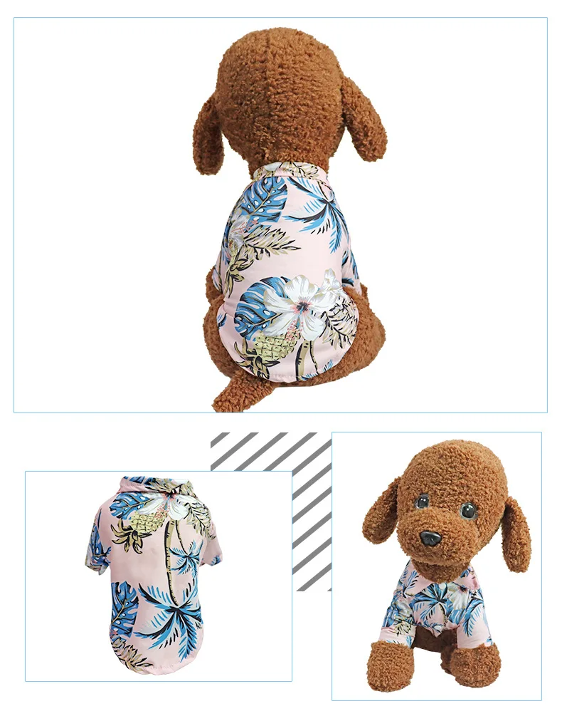 

Summer Printed Dog Clothes Pet Shirt Jacket Beach Style Puppy Costume Outfits Chihuahua Dog Clothing For Small Dogs