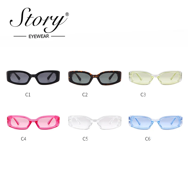 Женские/мужские солнцезащитные очки в прямоугольной оправе из поликарбоната