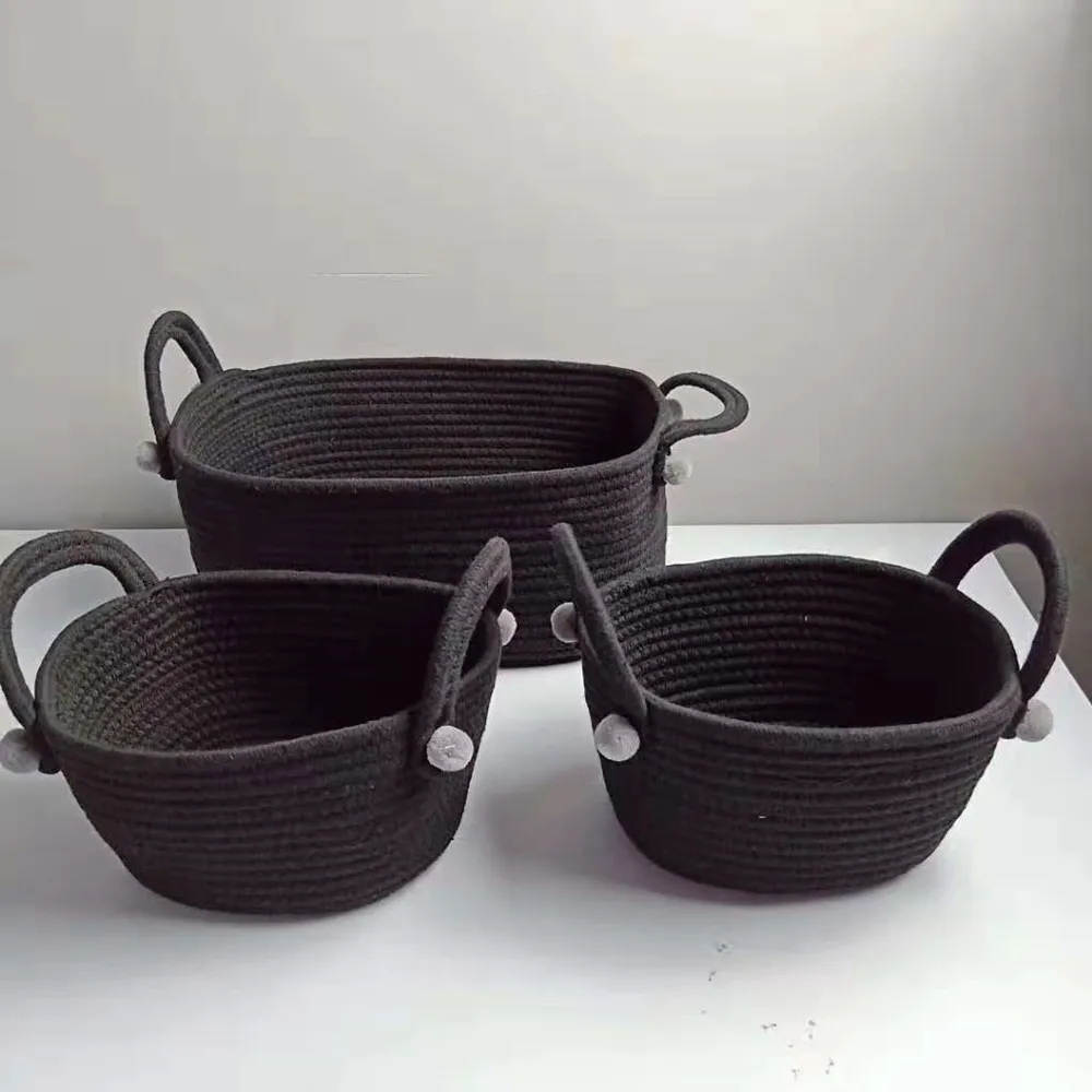 3 шт./компл. оптовая продажа корзина для хранения хлопковой веревки белья розовая