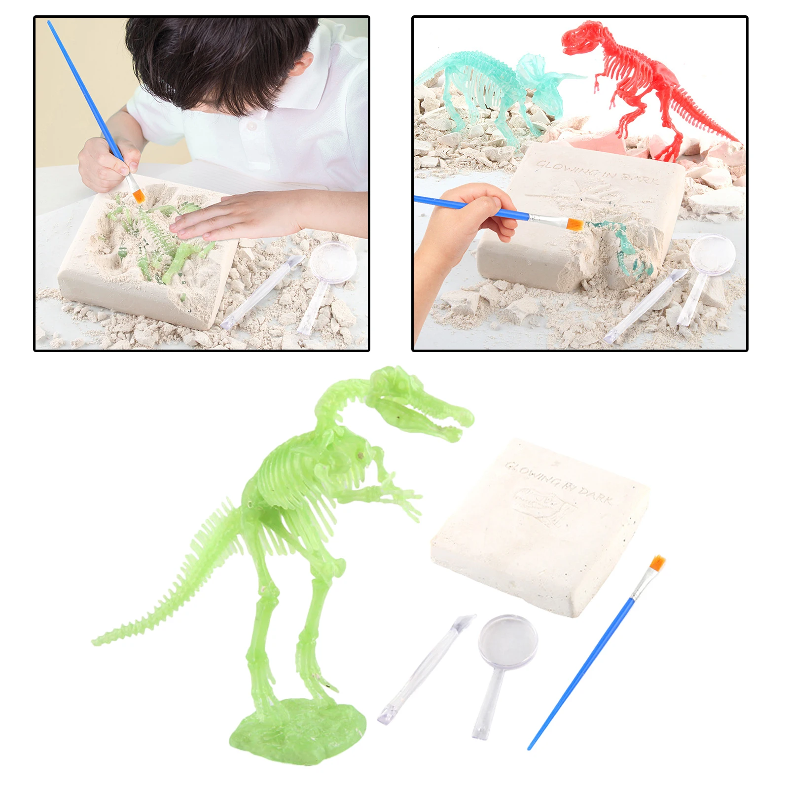 

Kids 3D Glow Dinosaur Fossil Digging Kit Archeology Dino Fossil Science Toy