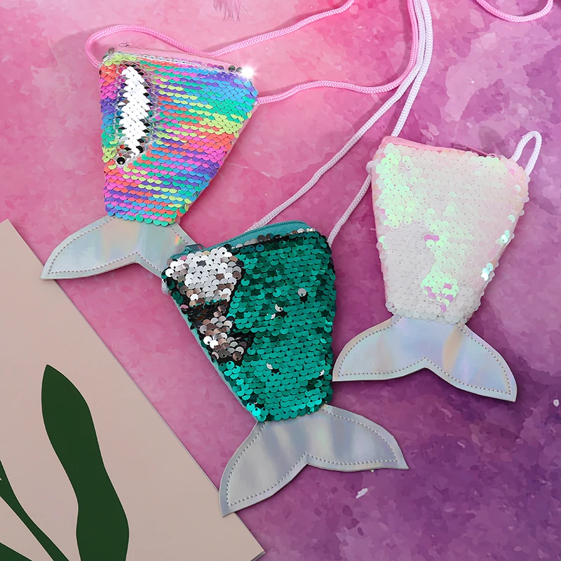 Плтье хвост русалки для детей монета сумка со стразами чехол с отделением