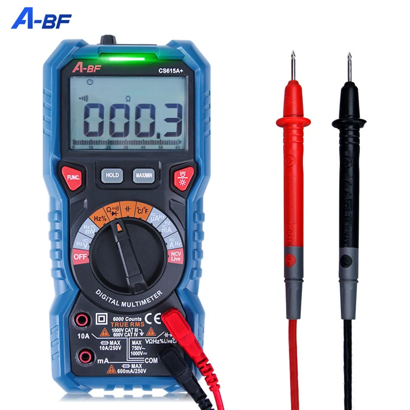 

A-BF Digital Multimeter True RMS NCV Intelligent AC DC Auto Range Voltmeter Ammeter Capacitance Resistance Tester Data Hold