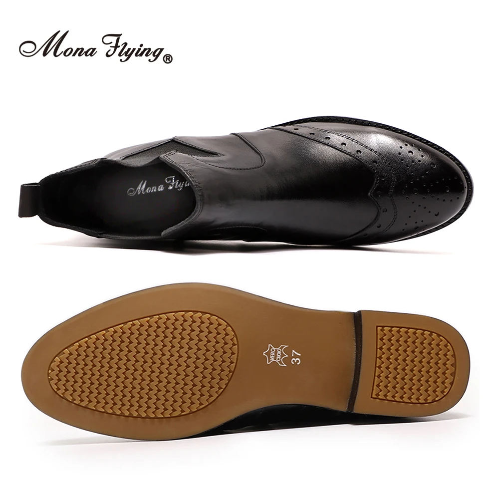 

Mona Flying Women Leather Classic Slip On Chelsea Boots Hand Made Elegant Ankle Oxford Booties with Low Heels 2020 New 068-31