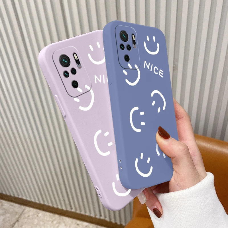 

Nice Smiles Silicone Case For Xiaomi Redmi Note 10 10S 9T 9 8 7 MAX Redmi 9 9A 9T K40 K30 K20 Pro Ultra Thin Phone Back Cover