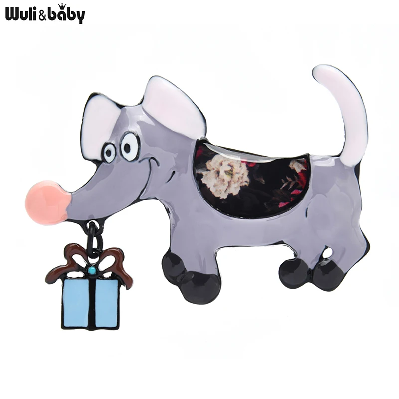 

Wuli&baby Lovely Catching Gifts Dog Brooches For Women Lady 4-color Enamel Puppy Pets Party Casual Brooch Pins Gifts