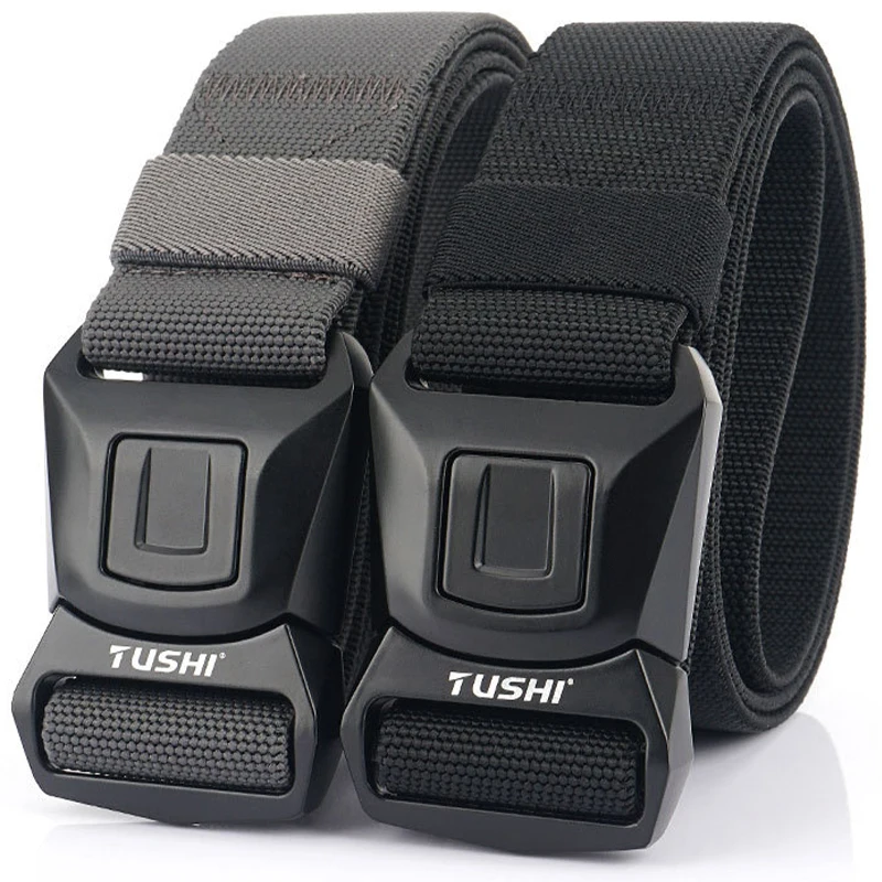 

2021 Men Jeans Belt Alloy Pluggable Buckle Quick Release Real Nylon 125cm Adjustable Straps